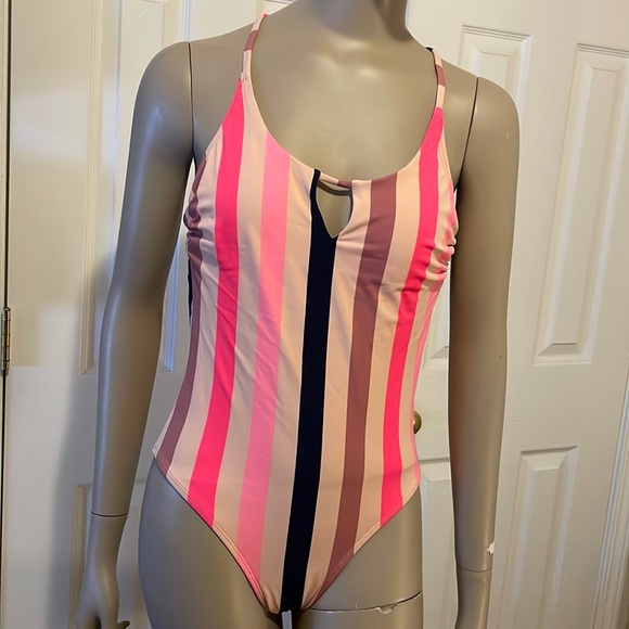 Xhilaration Swim Target Pink Striped One Piece Swimsuit Poshmark
